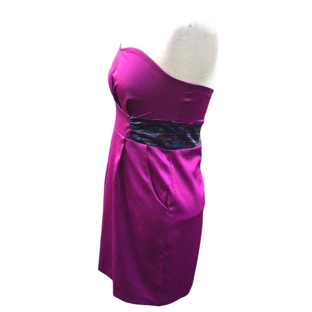Akira Chicago Strapless Mini Dress Size M Fuchsia Purple Prom Sexy Club Stretchy - Picture 5 of 11